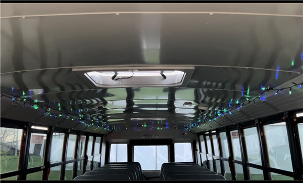 School Bus Decorated for the Holidays